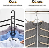 1pc Space-Saving 5-in-1 Multi-Layer Hanger with Detachable Pants Rack and Non-Slip Sponge - Durable Metal Organizer for T-Shirts, Jeans, Polished Finish