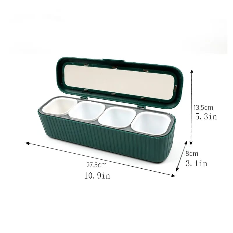 4 Grids Seasoning Storage Box With Spoon