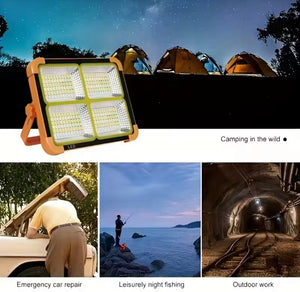 Rechargeable Outdoor LED Solar Floodlight, 500W Spotlight With Mobile Charging Pot, Camping Solar Light, Emergency Lamps Work Light, Handheld Flashlight Outdoor Tent Camping Lamp