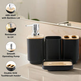 4 Pcs Bamboo Bathroom Accessories Set
