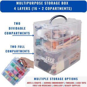multi layer organizer with (2,3 and 4 layers 24 section) transparent, multipurpose stackable (Dimension length 10 in cm, width 6.5 cm height 21 cm)