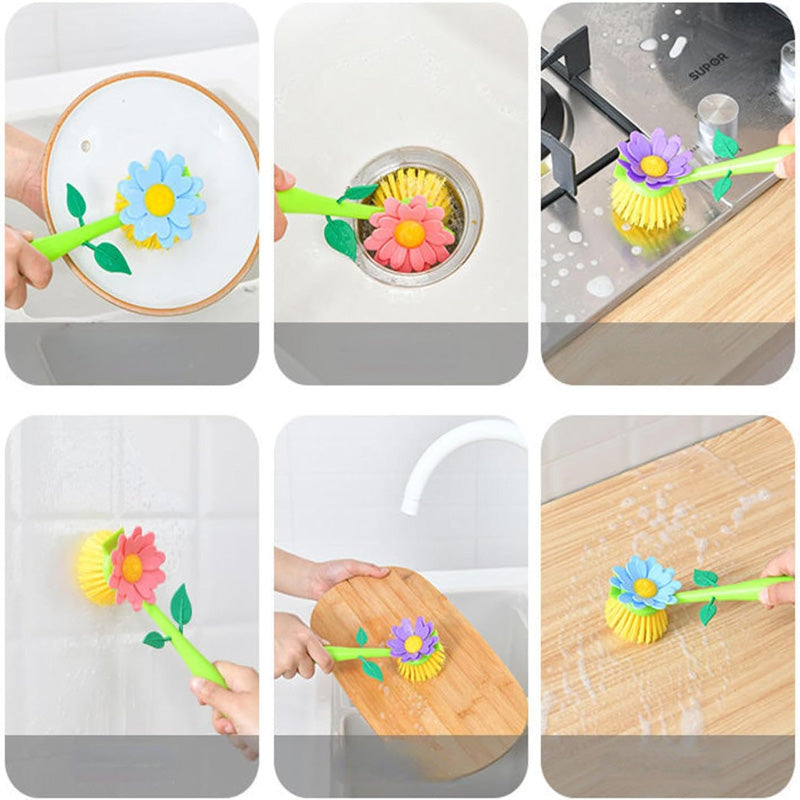 Sunflower Cleaning Brush With Long Handle