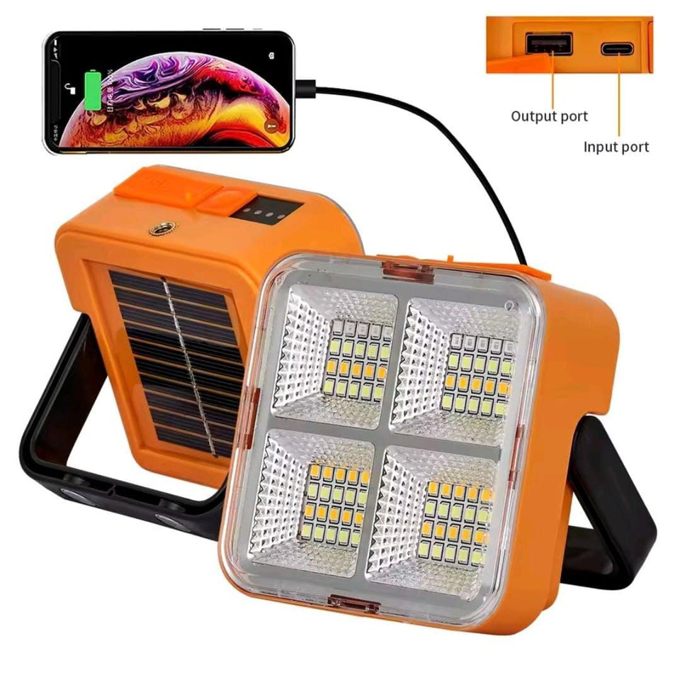 Rechargeable Outdoor LED Solar Floodlight, 500W Spotlight With Mobile Charging Pot, Camping Solar Light, Emergency Lamps Work Light, Handheld Flashlight Outdoor Tent Camping Lamp