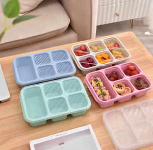5 Compartment Lunch Box With Transparent Lid, Heat Resistant Leak Proof Fruit Box, Durable Bento Lunch Box, Meal Prep Organizer