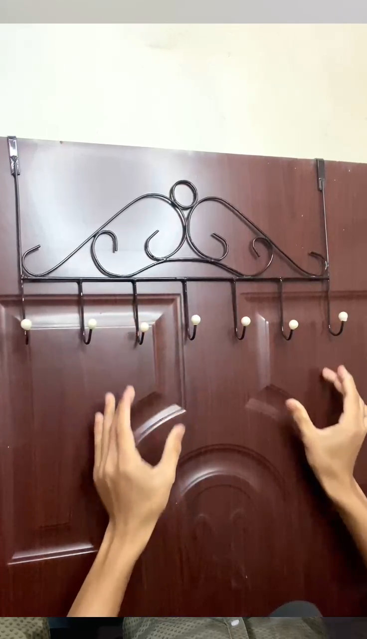Over Door Hanger with 7 Hooks Metal Over the Door Towel Hook Organizer, Hanging Storage Rack for Hat, Coats, Purses, Scarves, Clothes, Jackets, Belt, Bedroom, Bathroom, Closet