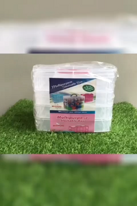Jewelry box/ organizer with (4 layers 25 section) transparent, multipurpose stackable (Dimension length 22 cm, width 16.5 cm height 18.5 cm)
