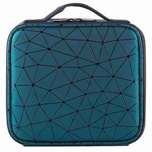 Diamond PU Travel Cosmetic Bag, Portable Cosmetic Bag With Adjustable Dividers, Makeup Brush Organizer, Makeup Suitcase For Women