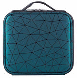 Diamond PU Travel Cosmetic Bag, Portable Cosmetic Bag With Adjustable Dividers, Makeup Brush Organizer, Makeup Suitcase For Women