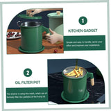 Deluxe Stainless Steel Oil Filter Pot with Fine Mesh Strainer and Handle