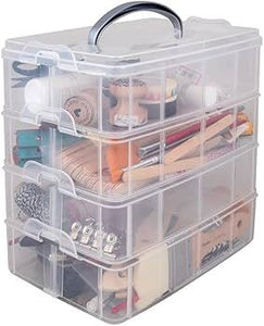 Jewelry box/ organizer with (4 layers 25 section) transparent, multipurpose stackable (Dimension length 22 cm, width 16.5 cm height 18.5 cm)