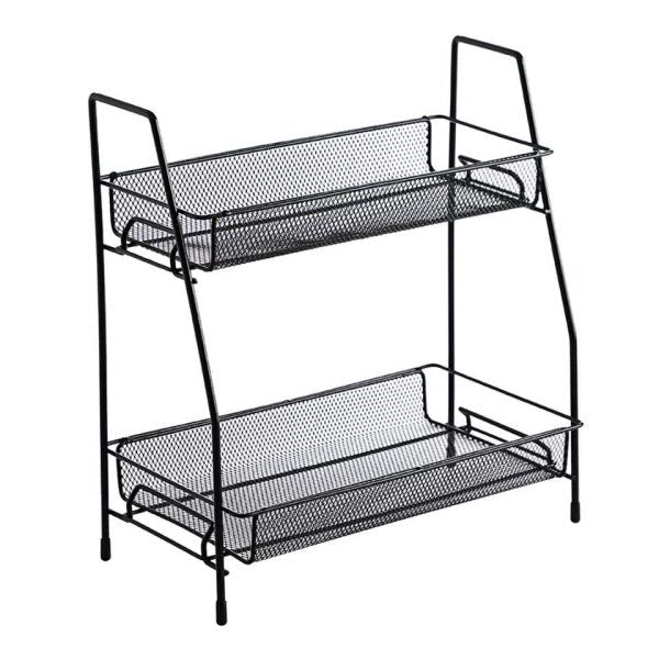 2 layer multi purpose mini portable iron organizer shelf