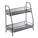 2 layer multi purpose mini portable iron organizer shelf