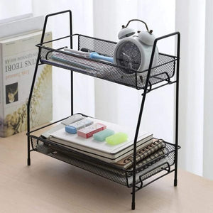 2 layer multi purpose mini portable iron organizer shelf