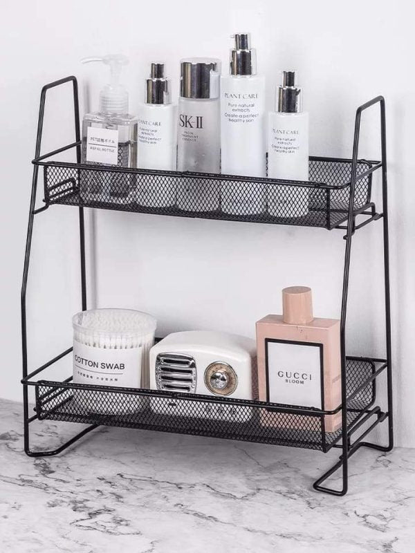 2 layer multi purpose mini portable iron organizer shelf