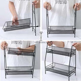 2 layer multi purpose mini portable iron organizer shelf