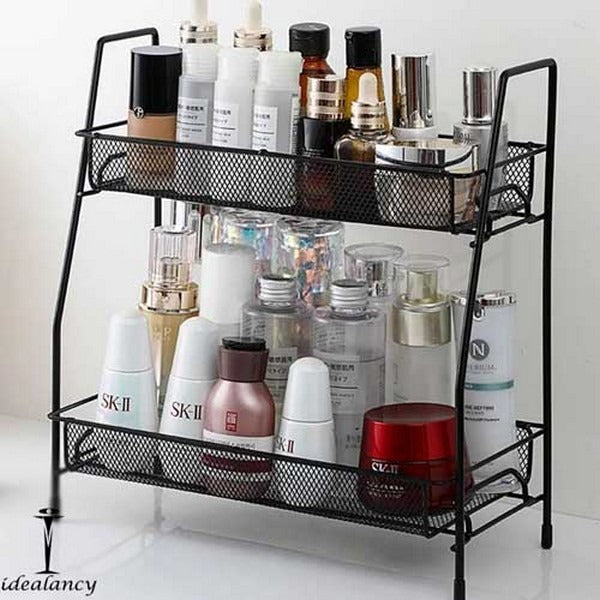 2 layer multi purpose mini portable iron organizer shelf