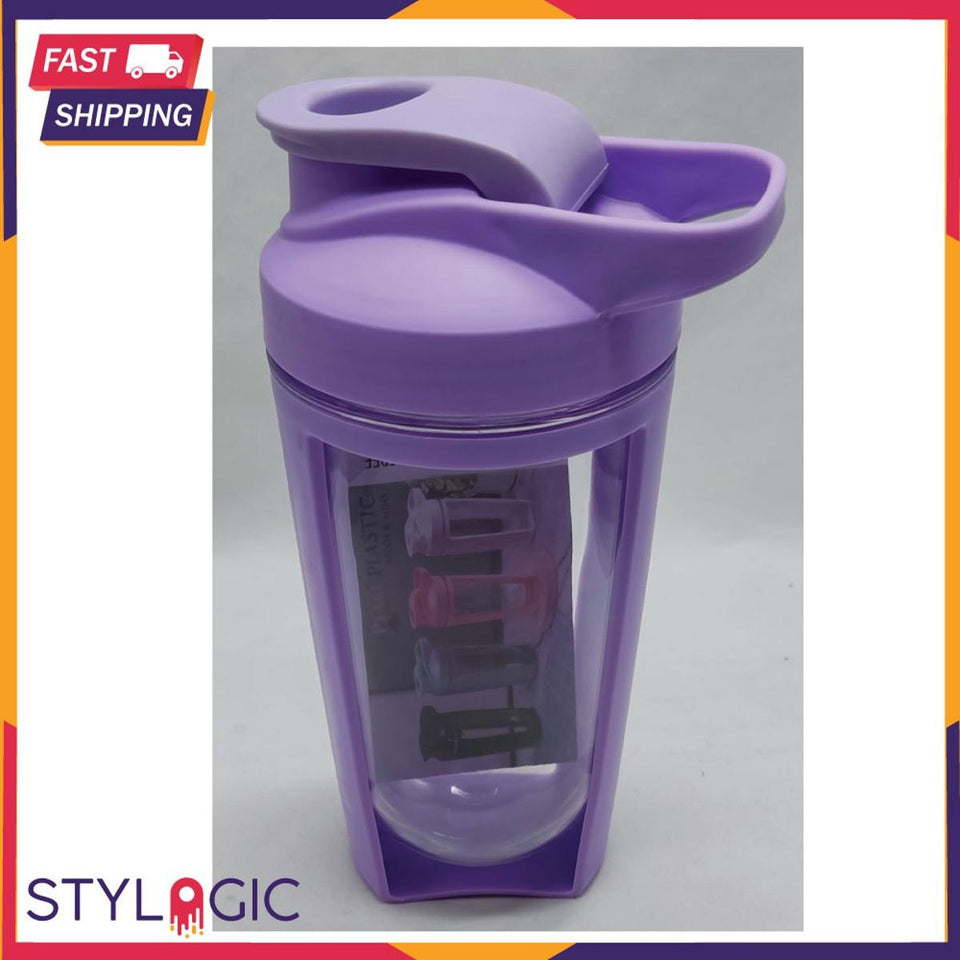 1Pc Protein Shaker Bottle Sport Water Cup With Lid Leak Proof Drinking Tumbler Shaking Flask 600Ml