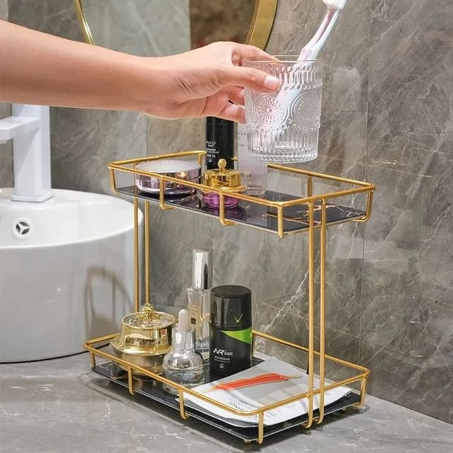 Iron art jewelry makeup stand bathroom countertop organizer vanity