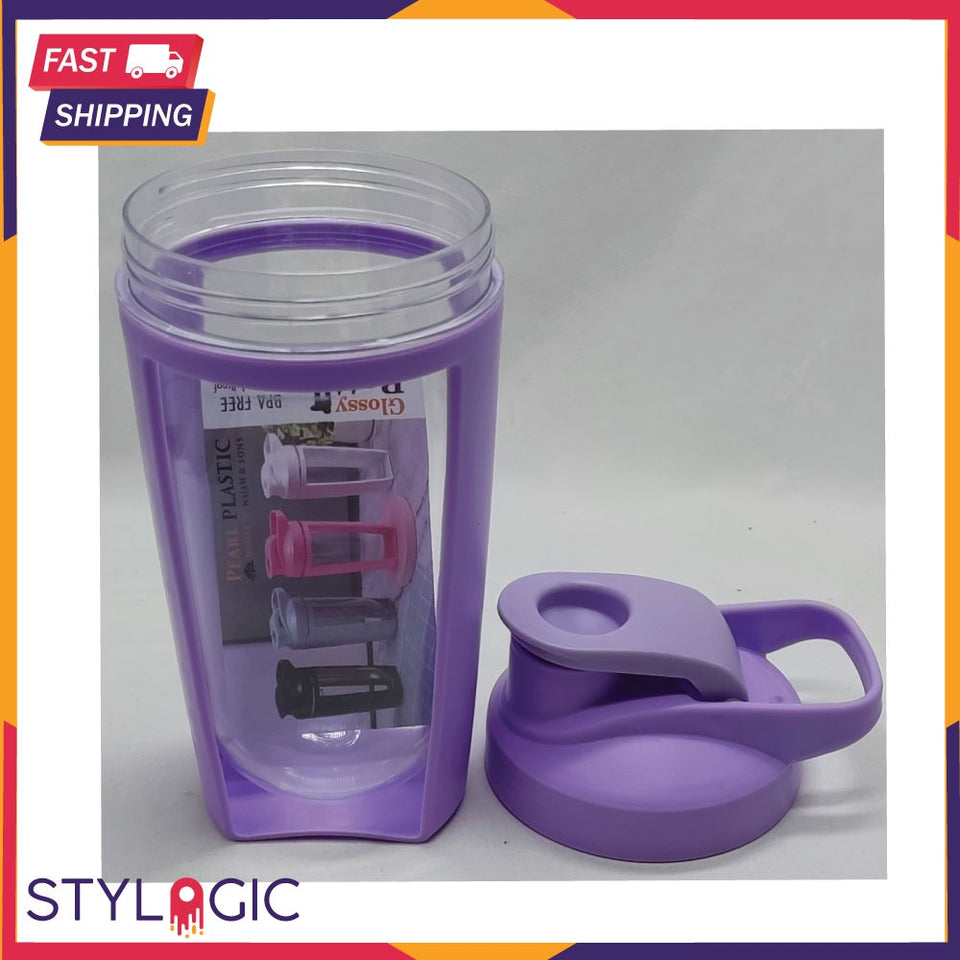 1Pc Protein Shaker Bottle Sport Water Cup With Lid Leak Proof Drinking Tumbler Shaking Flask 600Ml