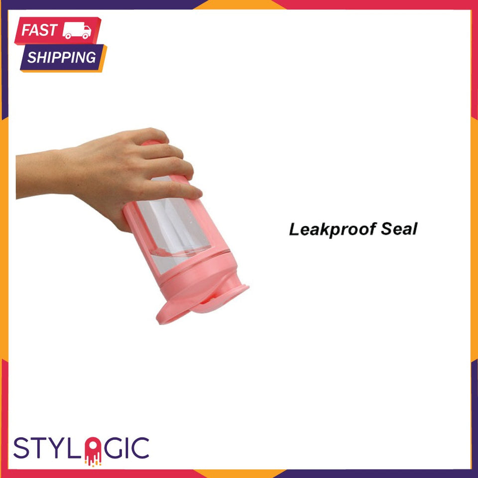 1Pc Protein Shaker Bottle Sport Water Cup With Lid Leak Proof Drinking Tumbler Shaking Flask 600Ml